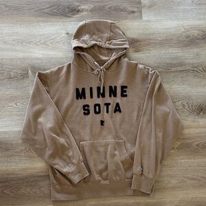 Blue 84 Tan Hoodie with Black Lettering